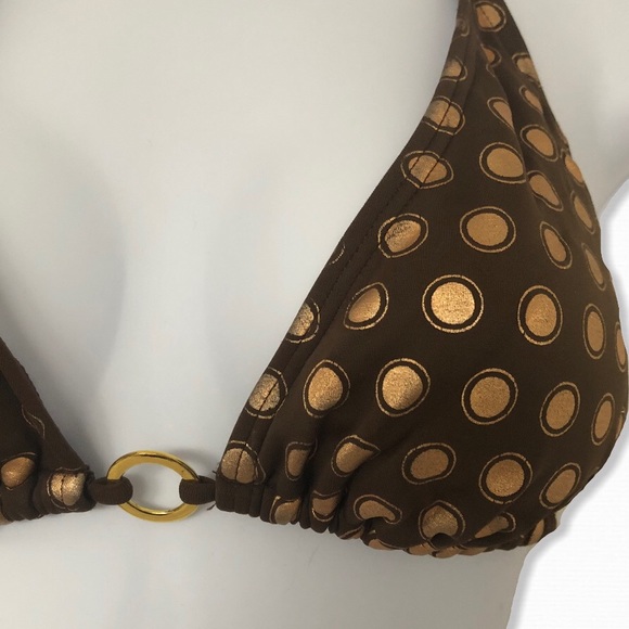 🛍 5 for $30 🛍 Brown & Gold Polka Dot Bikini - Picture 2 of 5